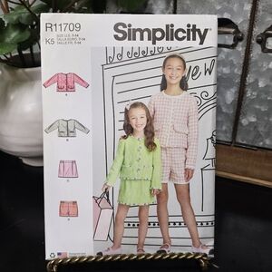 Simplicity Sewing Pattern R11709 Girls Jacket Skirt Shorts